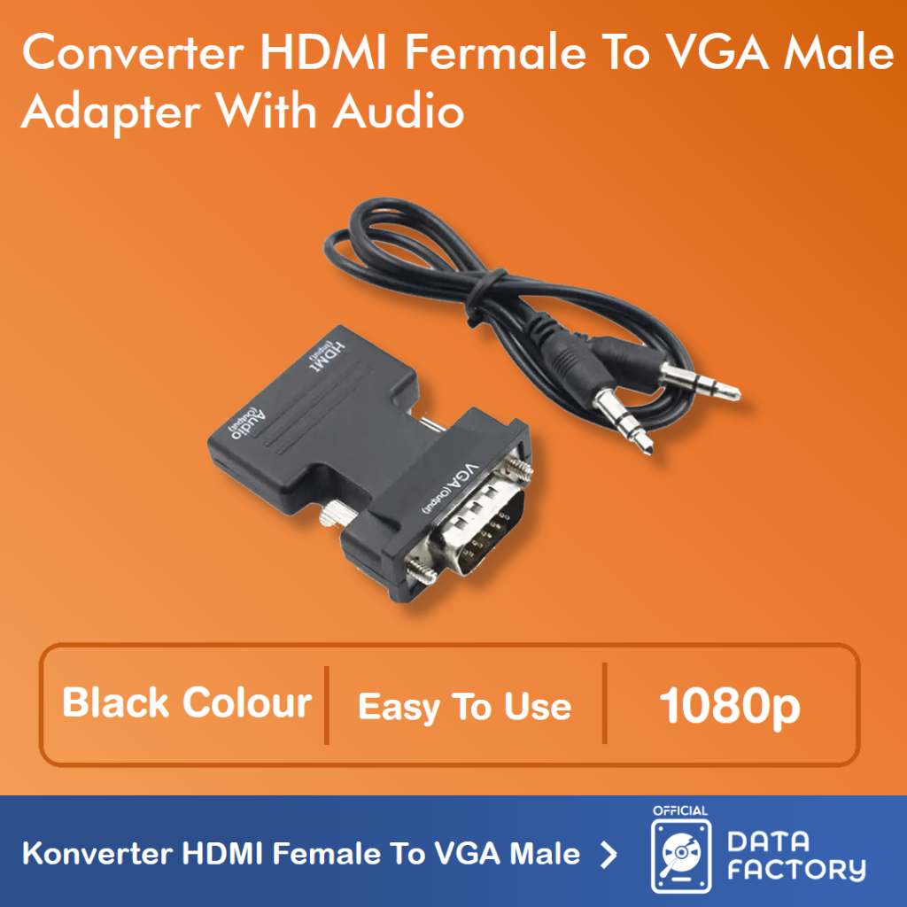 Jual Converter HDMI female to VGA male 1080p with Audio Port Cable ...