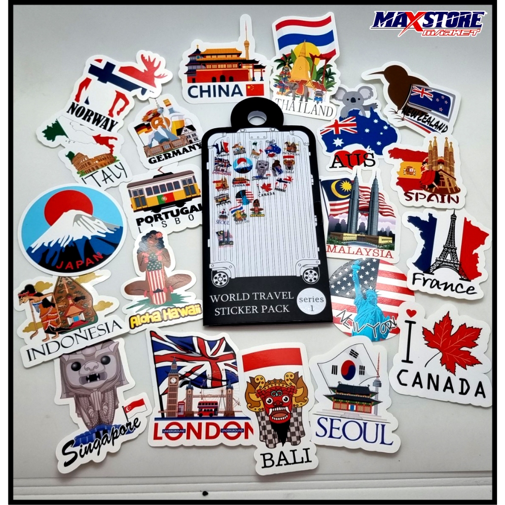 Jual travel sticker series 1 / world travel sticker pack series 1 ...