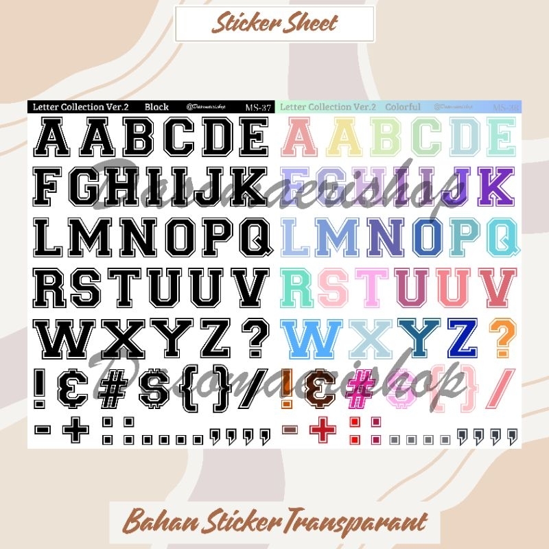 Jual Sticker Kata Huruf Letter Collection 2 Stiker Sheet Dekorasi ...