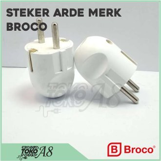 BROCO STEKER ARDE / 2P PUTIH / COLOKAN BULAT / (HARGA GROSIR)