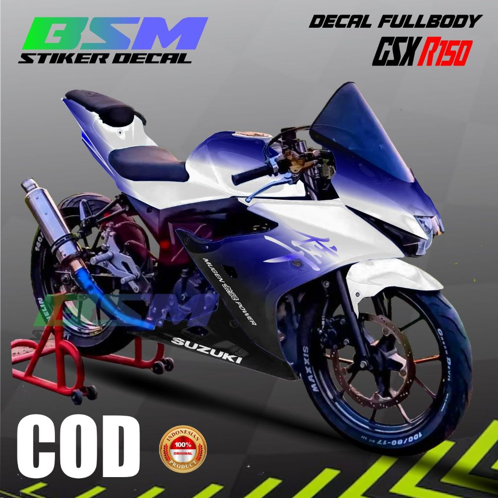 Jual GSX R150 Striker Fullbody Decal Desain 2 Warna Simple (COD ...