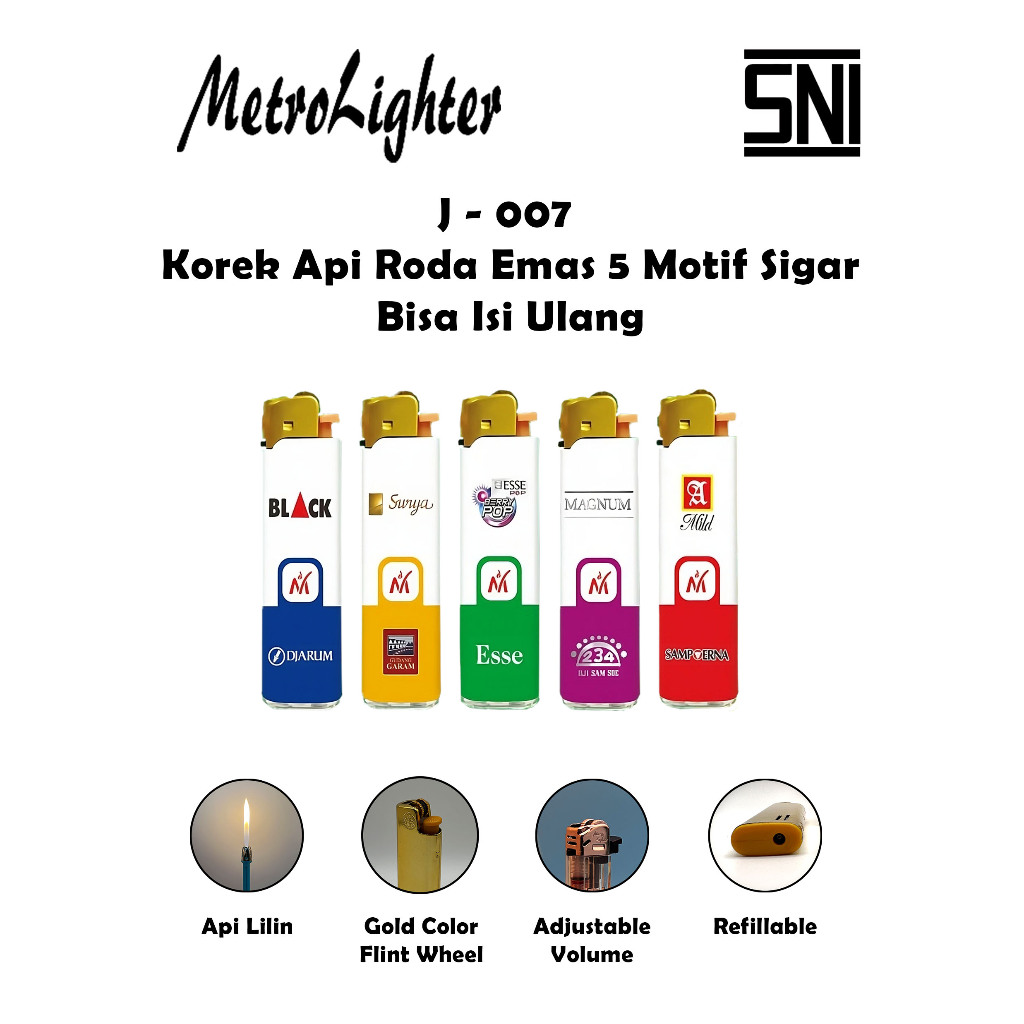 Jual 50 Pcs Box Retail Korek Api Original Metro Lighter Roda J Series ...