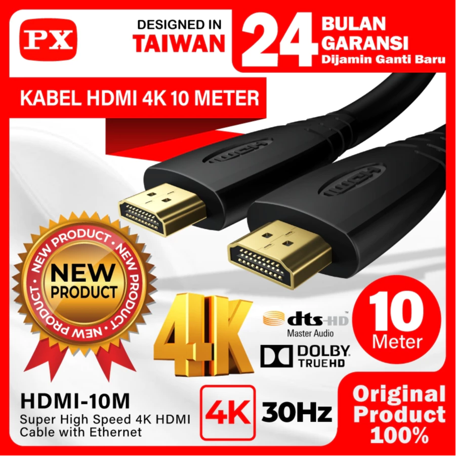 Kabel HDMI to HDMI 4K UHD Super Speed Male to Male 10 Meter PX HDMI-10M