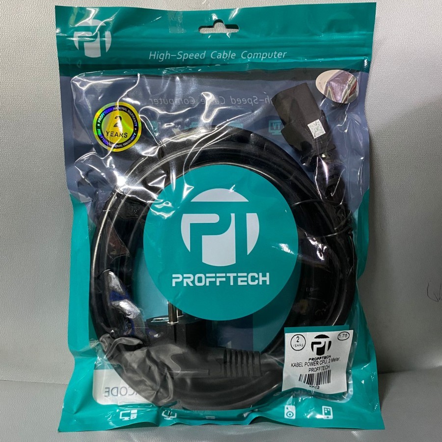 Jual Kabel Power PC CPU 2 Meter Profftech Cable Power AC Cord 2Meter 2M ...