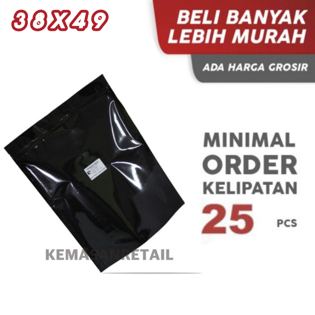 Jual Standing Pouch Aluminium Hitam Doff 38x49cm (5000g) - Plastik Klip ...