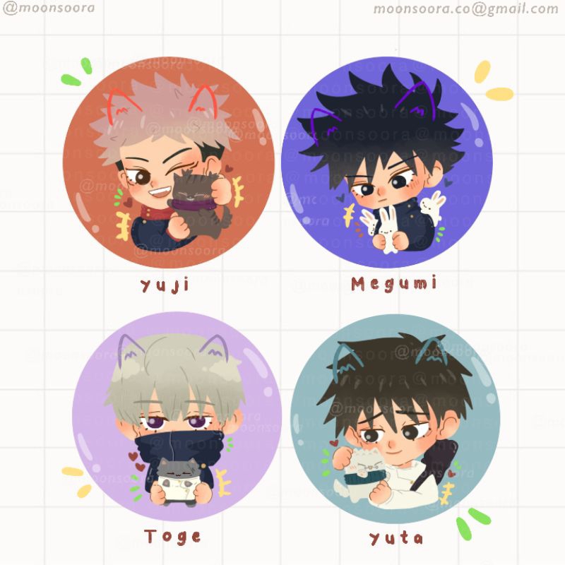 Jual @KURAA.STUDIO - JUJUTSU KAISEN Button Pin 44mm Gojo Geto Nanami ...