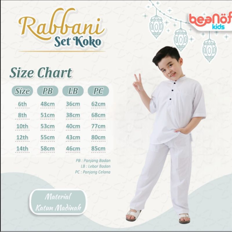 Jual Setelan Koko Putih Rabbani size 6-14 by Beanofkids | Shopee Indonesia