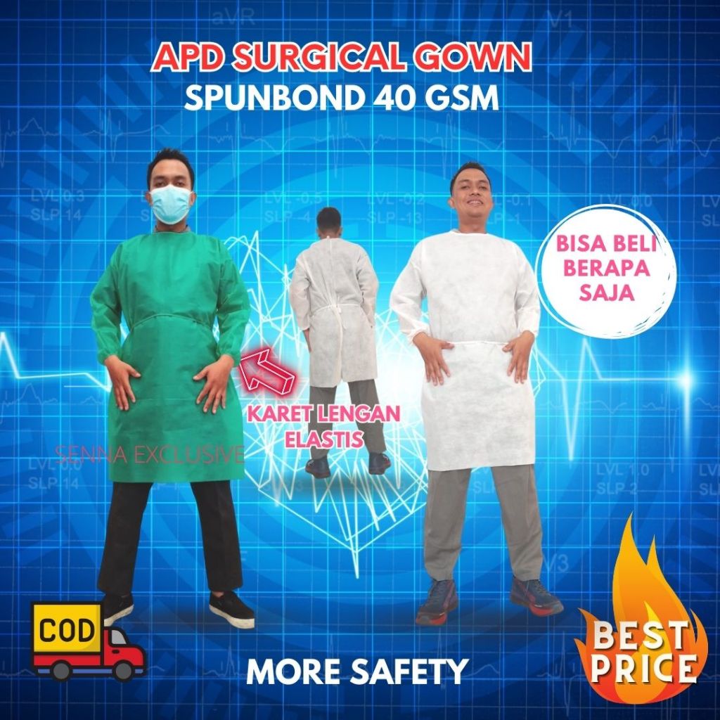 Jual APD GOWN Surgical Gown Medis disposable disposible Operasi Steril ...