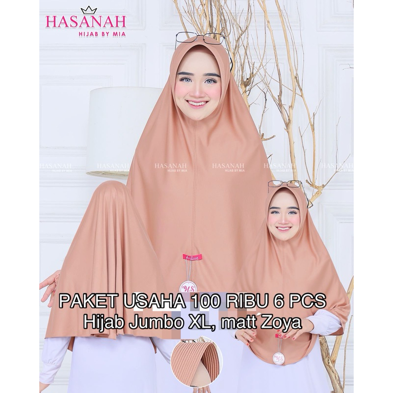 ISI 6pcs // HIJAB JUMBO // HASANAH HIJAB // HIJAB SYARI // JILBAB INSTAN JUMBO