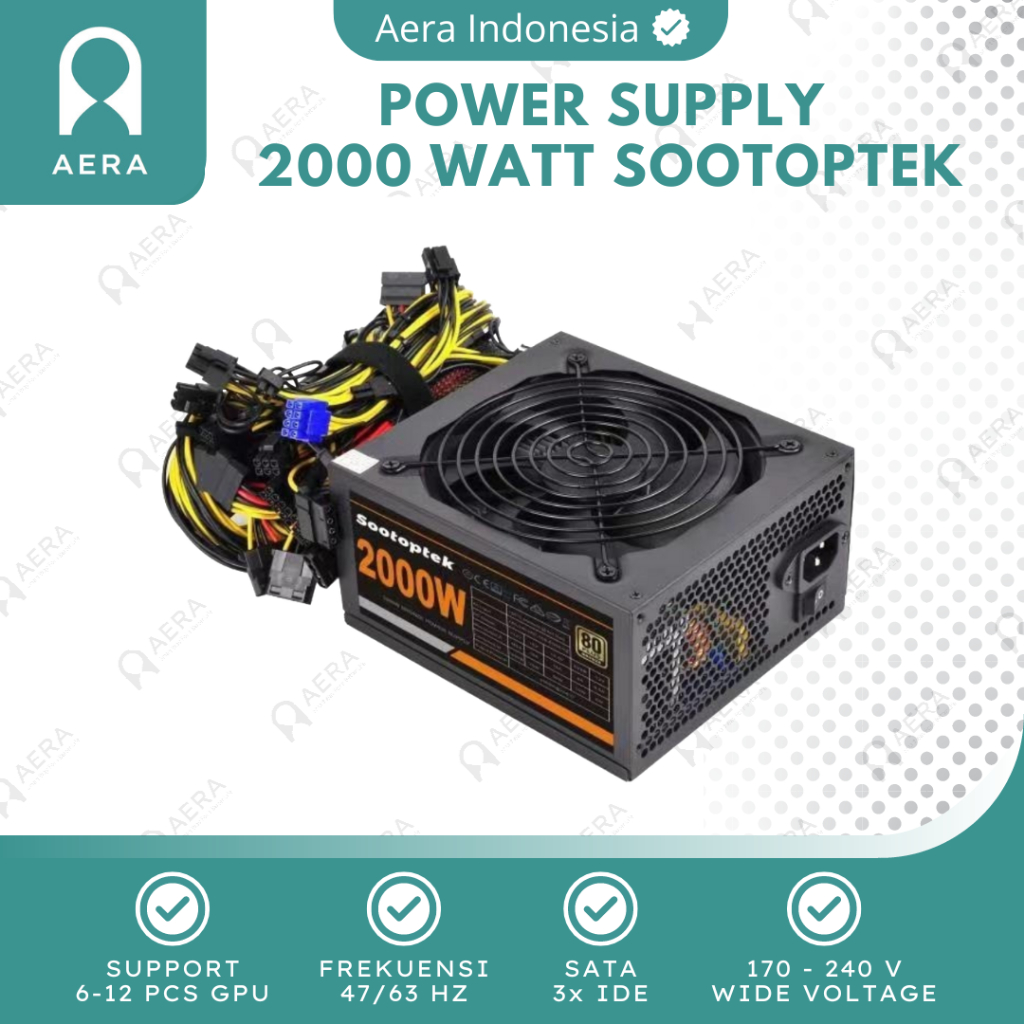 Jual Power Supply 2000 Watt Sootoptek PSU Mining 2000W Sootoptek