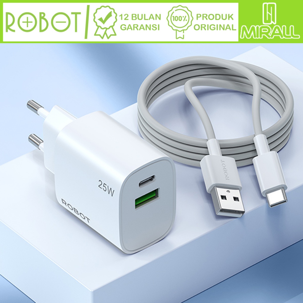 Jual Robot RT-P25 Charger Fast Charging USB-C 25W Max PPS PD QC3.0 Dual ...