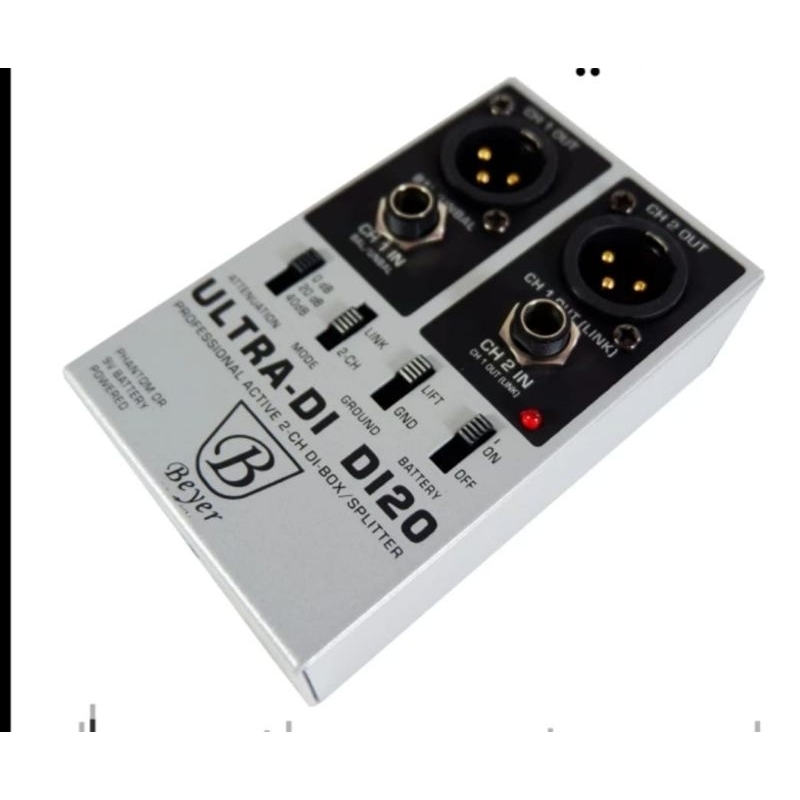 Jual direct box 2 channel phantom power profesional active battery di ...