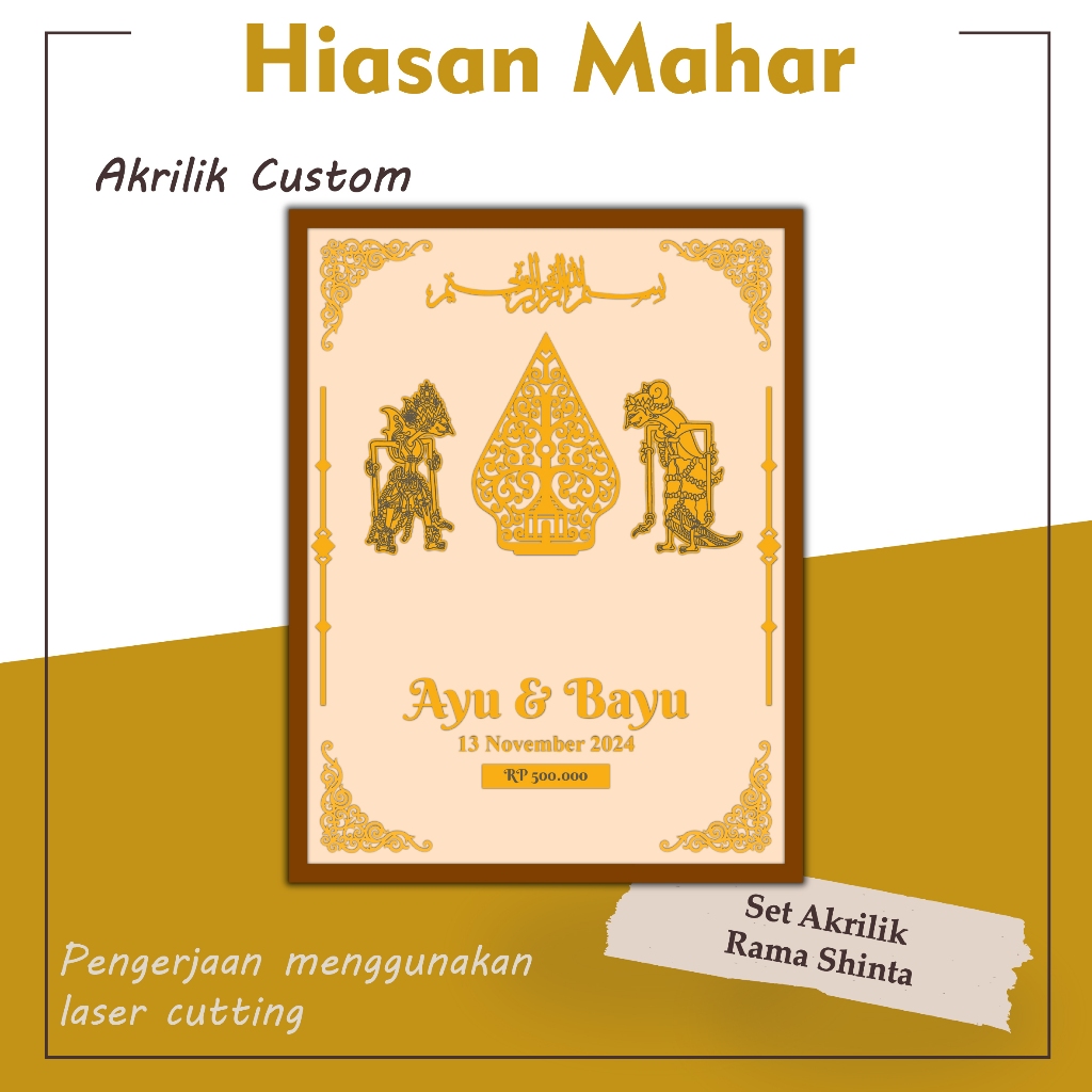 Jual Akrilik Gold Dekorasi Mahar Gunungan Wayang Rama Shinta | Hiasan ...