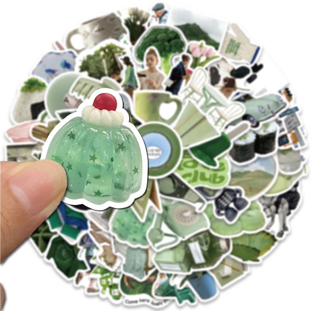 Jual [62 PCS]Stiker Aesthetic Seri Hijau Ins Gaya Seni Sticker Vintage ...