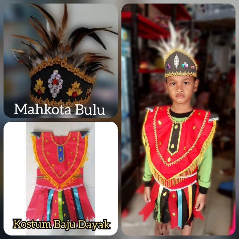 Jual Sepaket Kostum Baju Adat Dayak Anak TK dan SD Kostum Karnaval ...