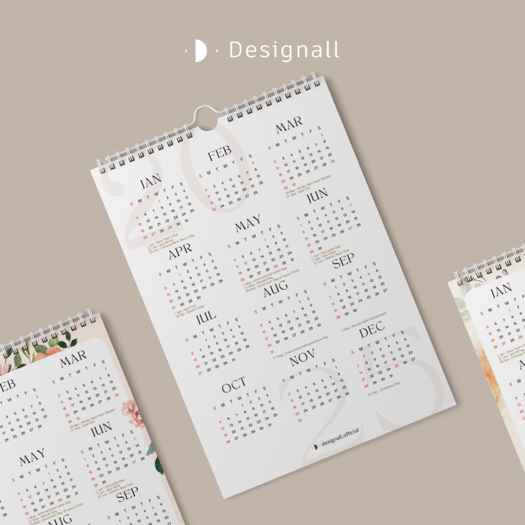 Jual Designall Kalender 2025 Aesthetic Dinding / Kalender Dinding ...