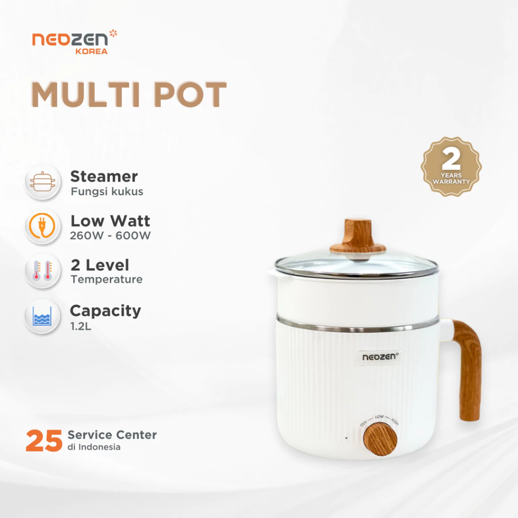 Neozen Electric Multipot Dengan Steamer - Panci Listrik Serbaguna 1,2L