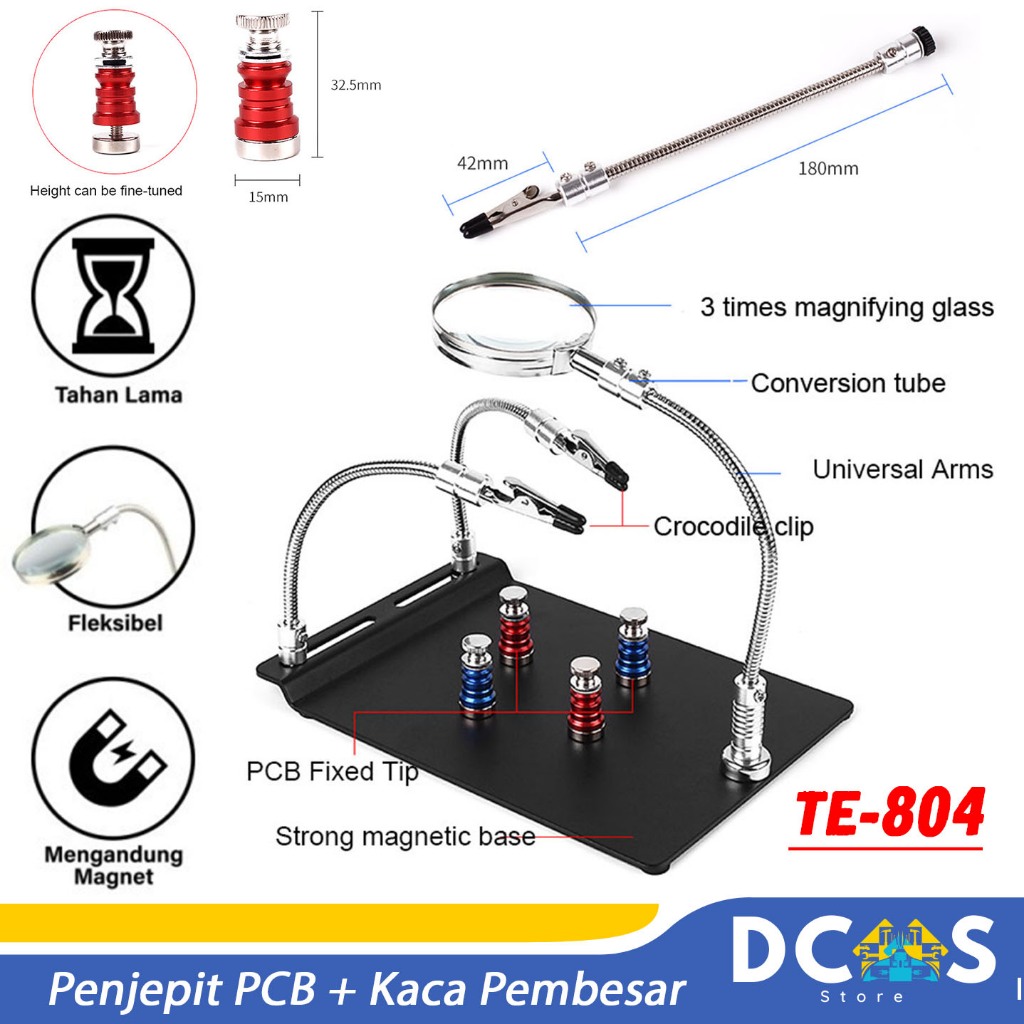 Jual Penjepit PCB TE-804 + Kaca Pembesar dan Dudukan Magnet Magnetic ...