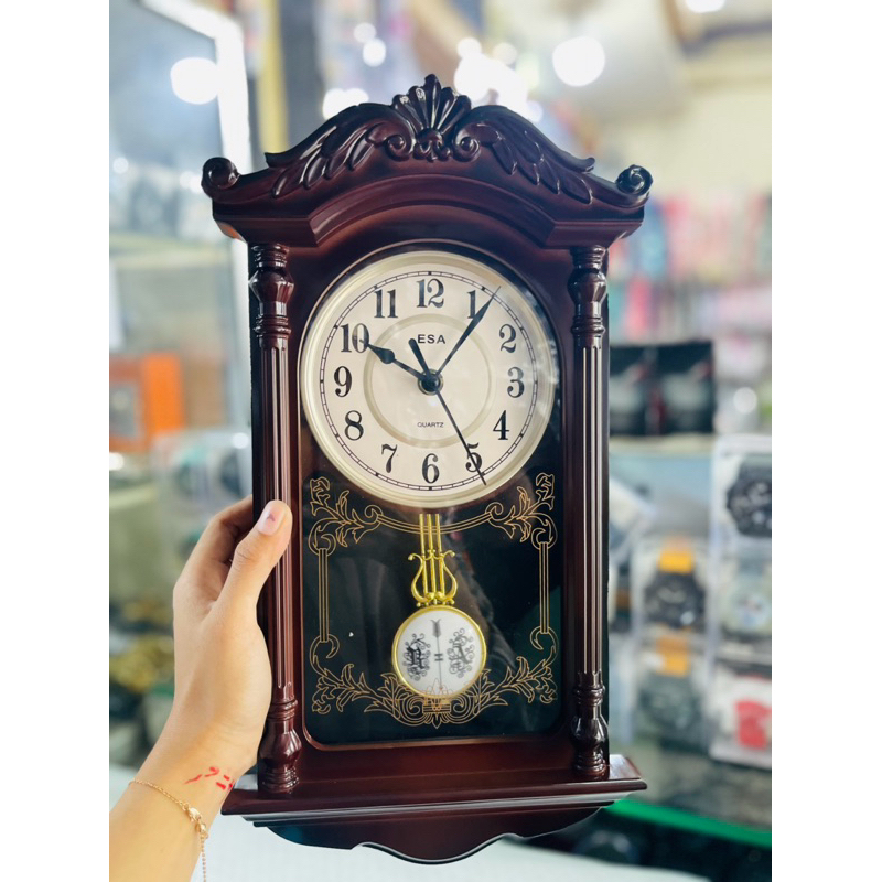 Jual jam dinding bandul dan musik perjam ,merk esa motif kayu ukuran ...