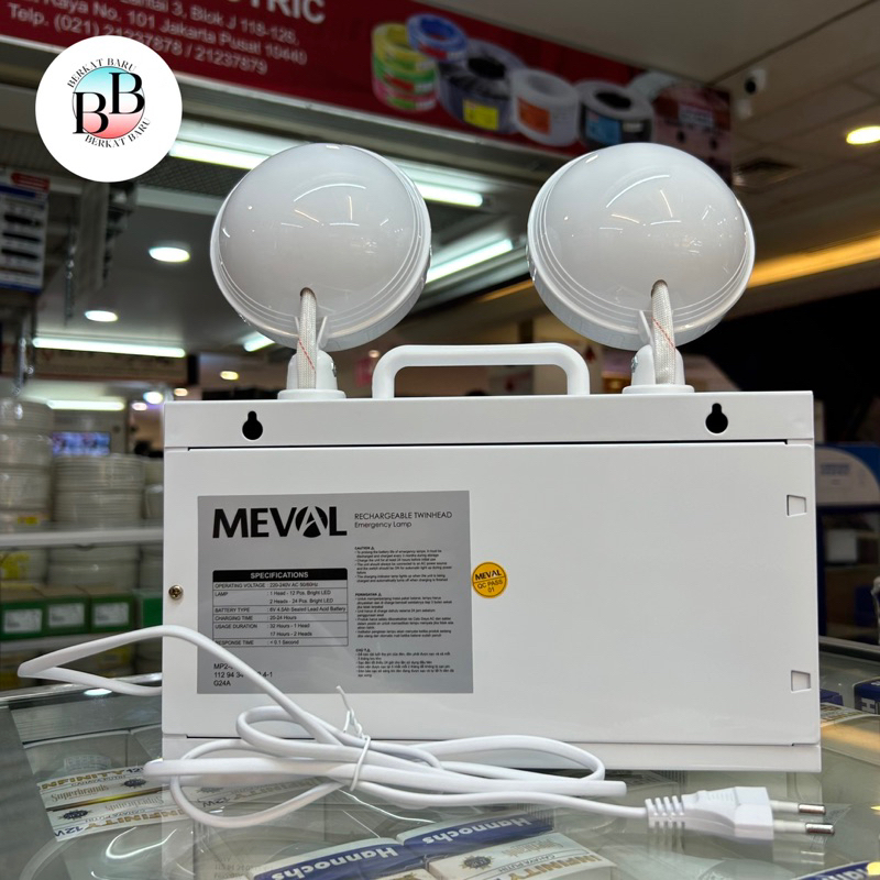 Jual Lampu Emergency Meval Twin Head Rechargeable MP2-02A | Shopee ...