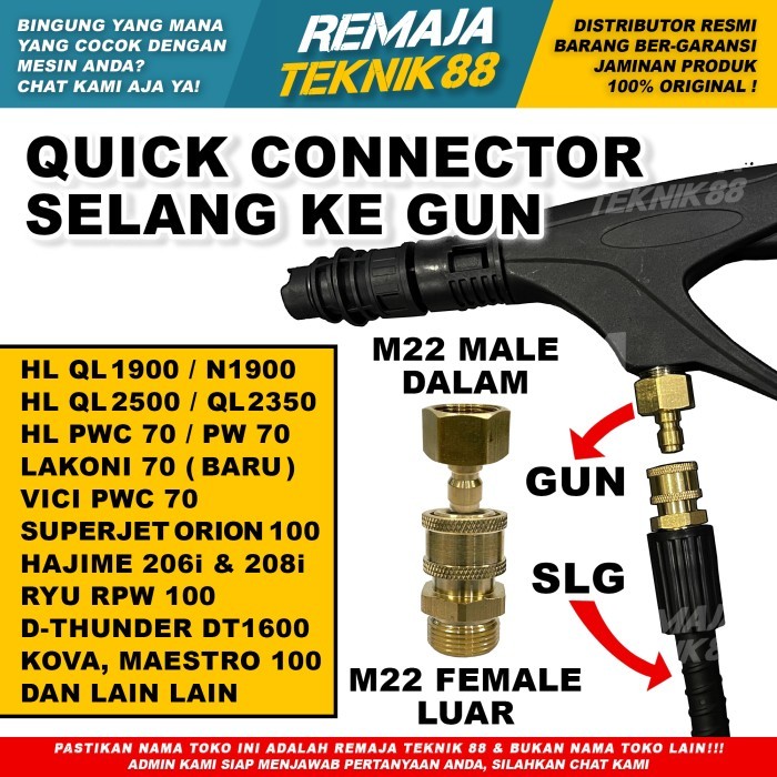 Jual Quick Release Selang Ke Gun Jet Cleaner / Sambungan dari Selang ...