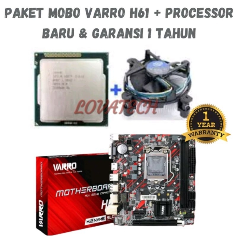 Jual PAKET MAINBOARD VARRO H61 PROC COREI3 2120 + RAM 4GB/8GB BARU ...
