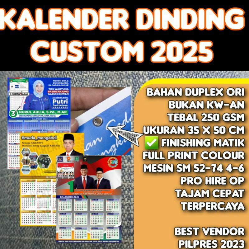 Jual 1000 PCS CETAK KALENDER DINDING PARTAI 2026 CUSTOM DUPLEX 250GSM ...