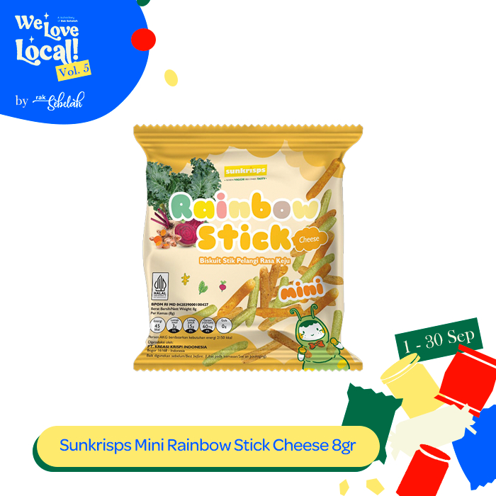 Jual Sunkrisps Mini Rainbow Stick Cheese 8g - Cemilan Stik Keju No MSG ...