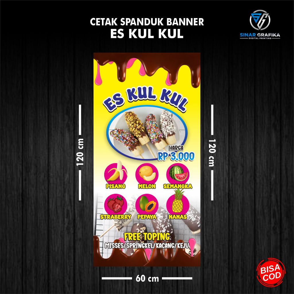 Jual Spanduk Banner Es Kul Kul, Bisa Ganti Menu Tambah Nama dll ...