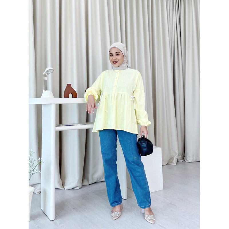 Micah Blouse Long Sleeve Top (Blue)