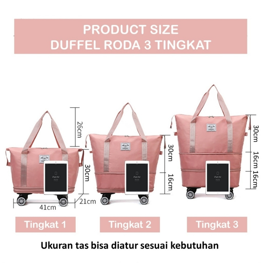 Jual TAS TRAVEL JUMBO 3 TINGKAT DENGAN RODA / DUFFEL BAG RODA 3 TINGKAT ...