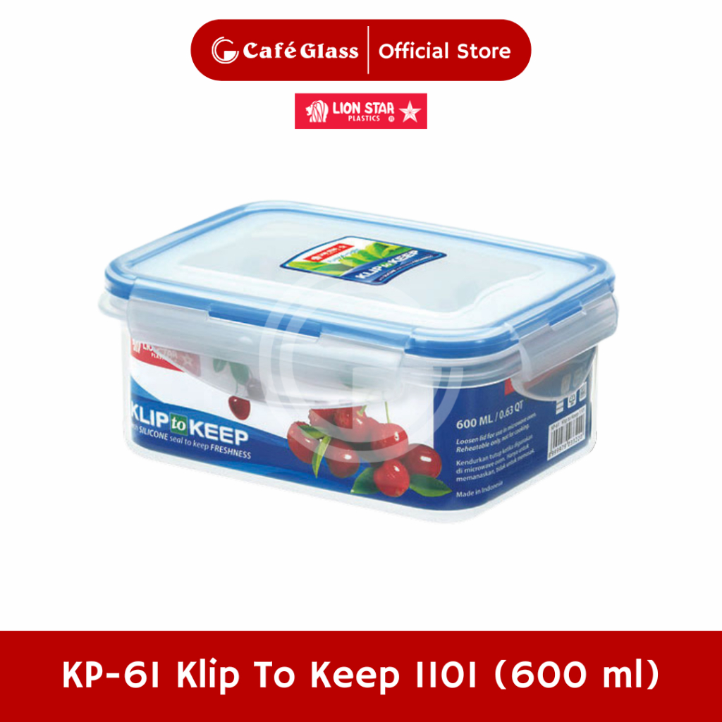 Kotak Makan 600ml Lion Star KP61 - Toples Plastik Lunchbox Sekolah Klip To Keep Anti Tumpah