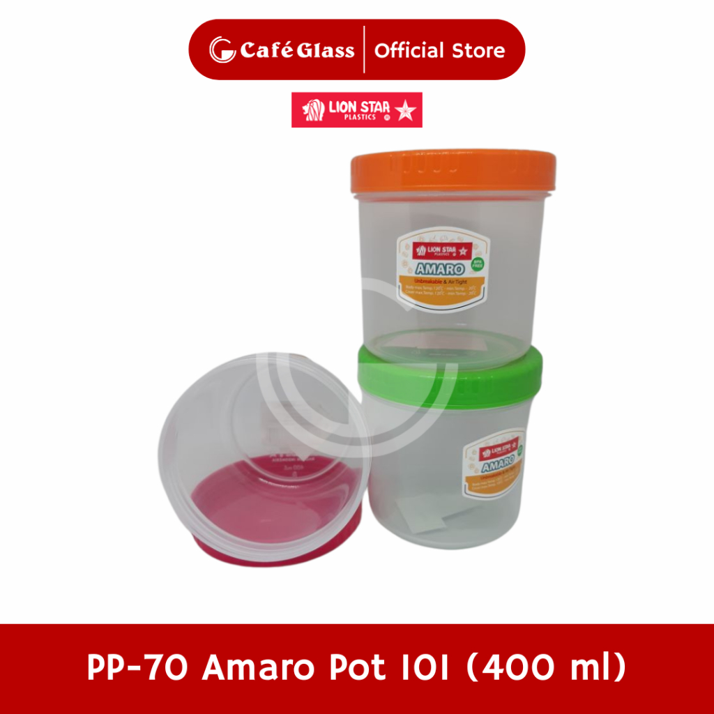 Lion Star Amaro Pot 400Ml (Pp-70) - Toples Plastik Warna Warni