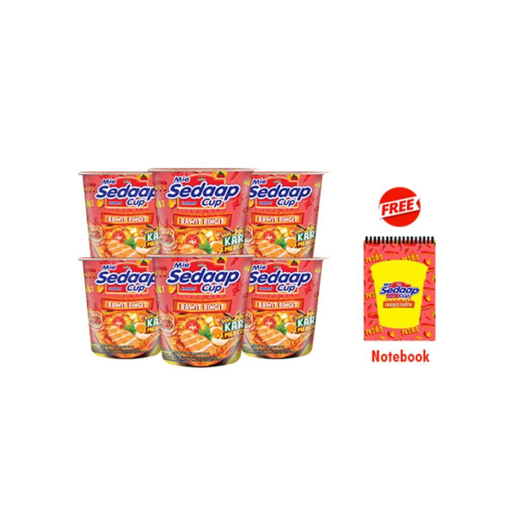 Jual Sedaap Mie Instan Cup Kari Mercon 79 gr x6 Free Notebook | Shopee ...
