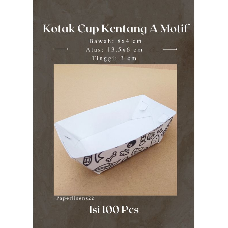 Jual (100pcs) Cup Kentang A Motif / Kotak Cup Kentang / Food Paper tray ...