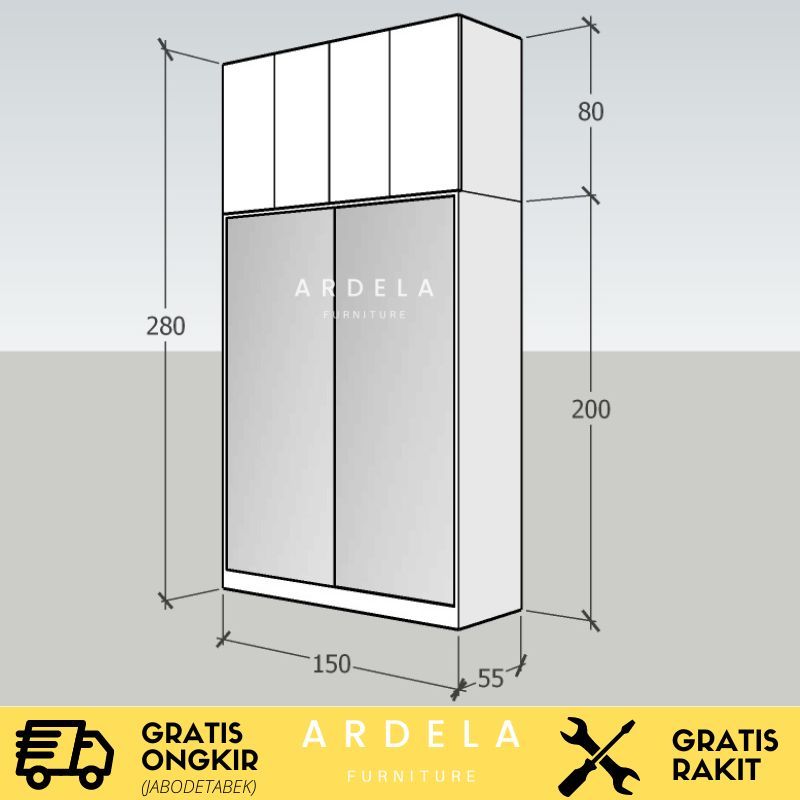 Jual Lemari Pakaian Pintu Sliding Full Cermin dan Kabinet Pintu Swing ...