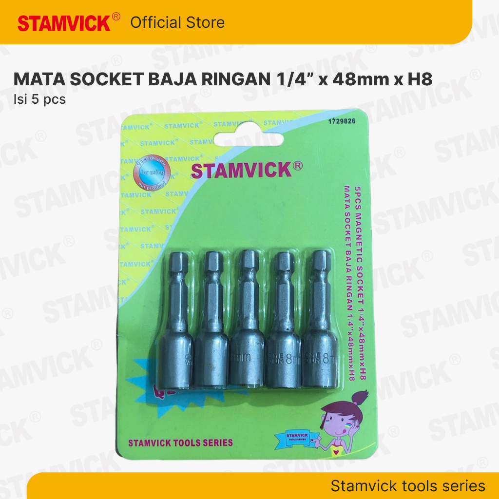 Jual Mata Bor Sok Roofing Magnet 1/4xH8x48mm Stamvick Sock Baut Sekrup ...