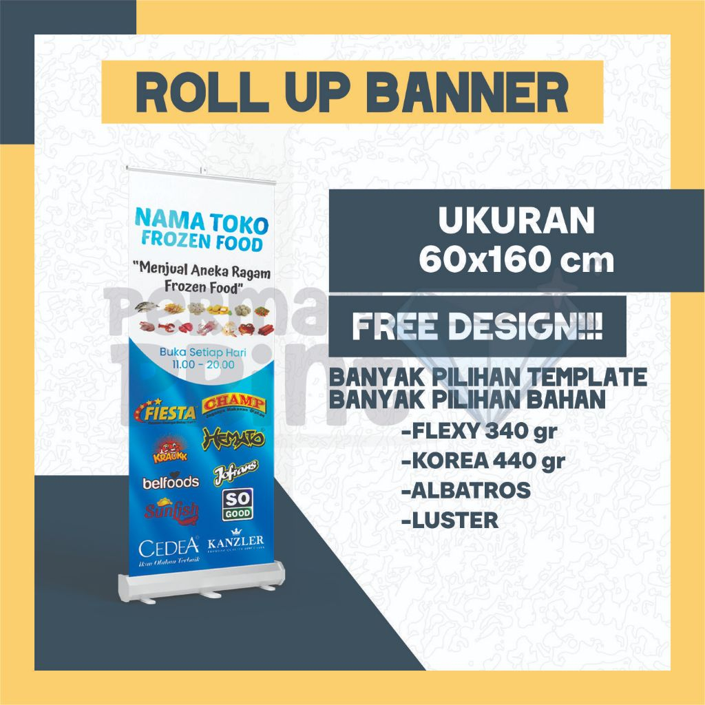 Jual Standing Roll Up Banner Custom Ukuran 60x160 Free Design / Roll Up ...