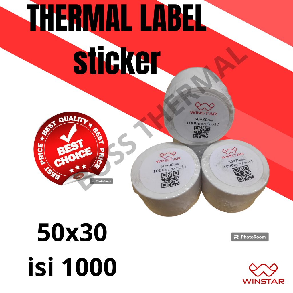 Jual LABEL STICKER THERMAL 50x30 ISI 1000 LEMBAR | Shopee Indonesia