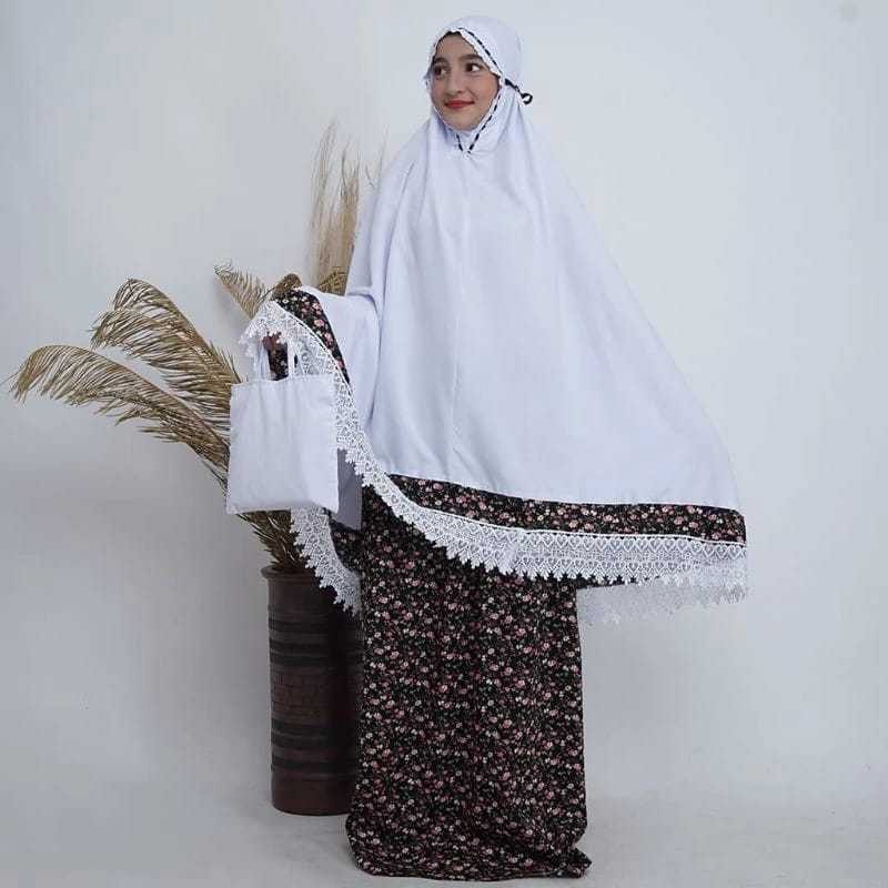 Mukena Santri Gontor Renda Love dan Tanpa Renda Katun Jepang Premium