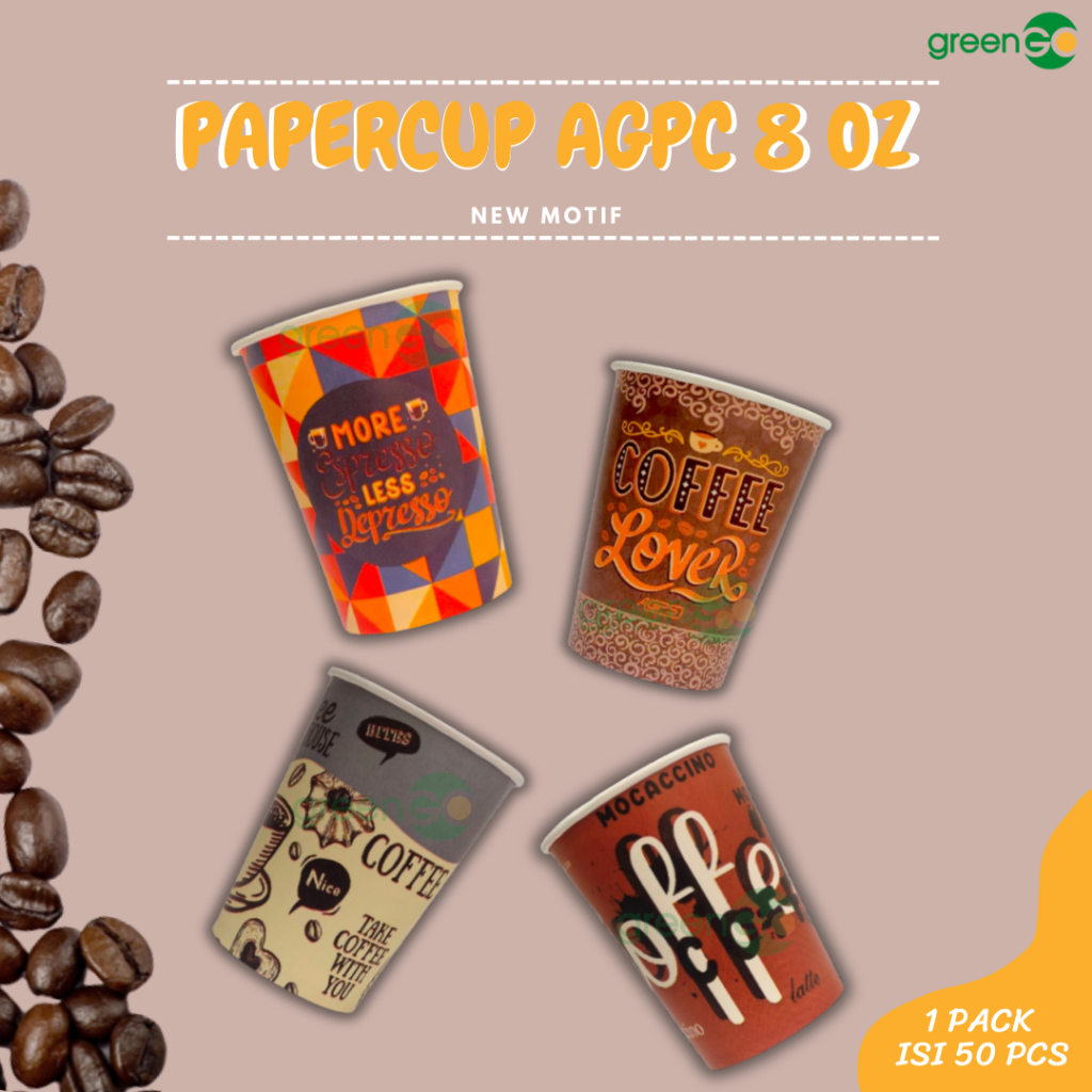 Jual PAPER CUP 8OZ MOTIF ISI 50PCS PAPER CUP MOTIF GELAS KOPI MOTIF ...