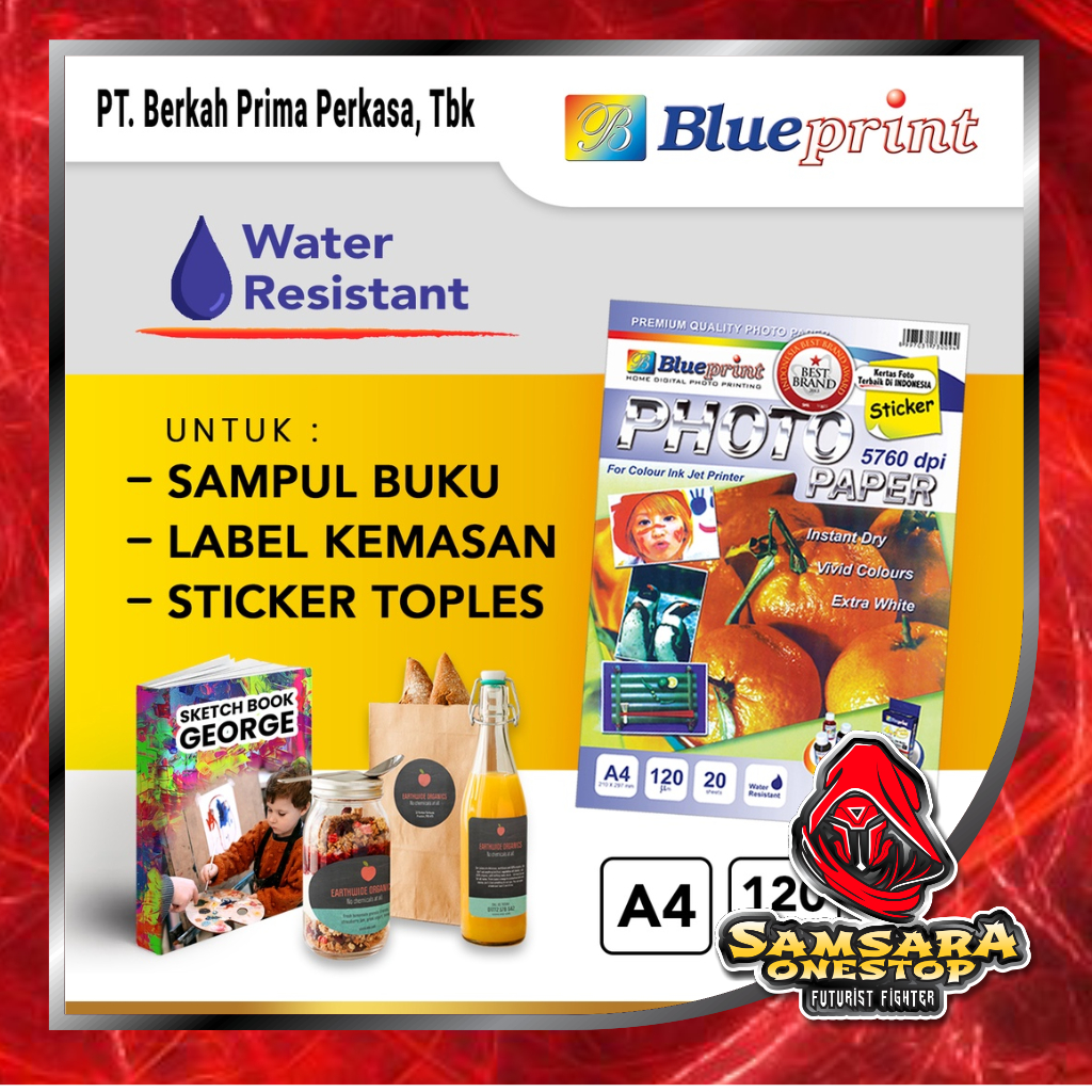 Jual Kertas Photo Sticker A4 Blue Print 120gsm / Photo Paper Stiker ...