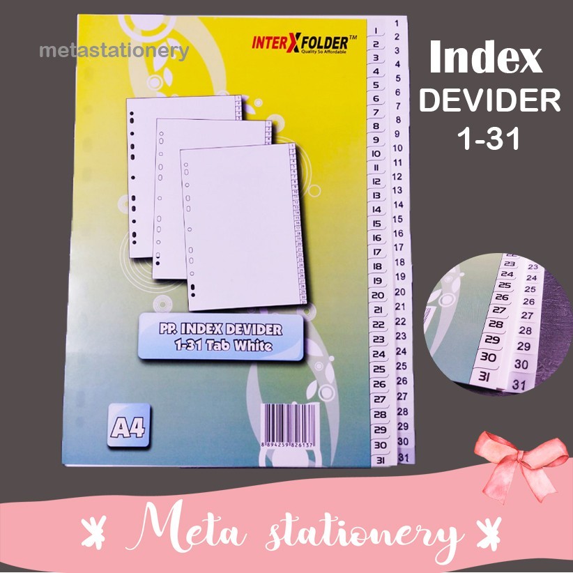 Jual Index Divider 1-31 Inter X Folder / Pembatas File Documen | Shopee ...