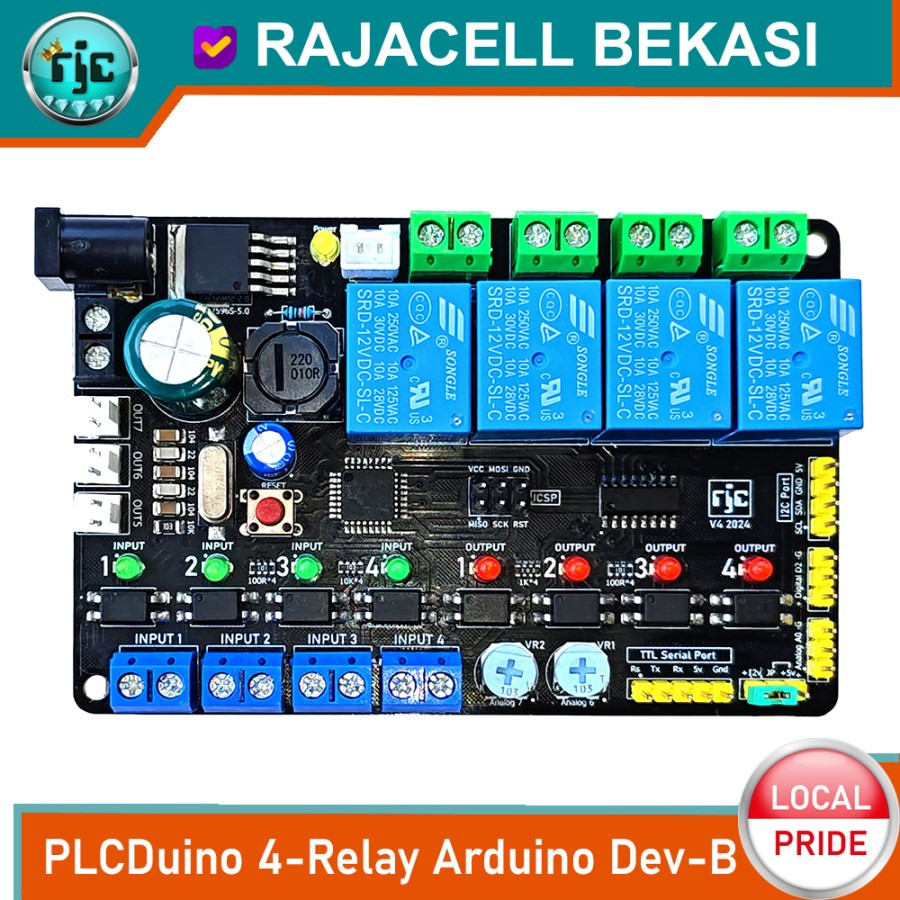 Jual PLCDuino Uno 4i4o Sistem Atmega328 Arduinoo Relay Control PLC ...