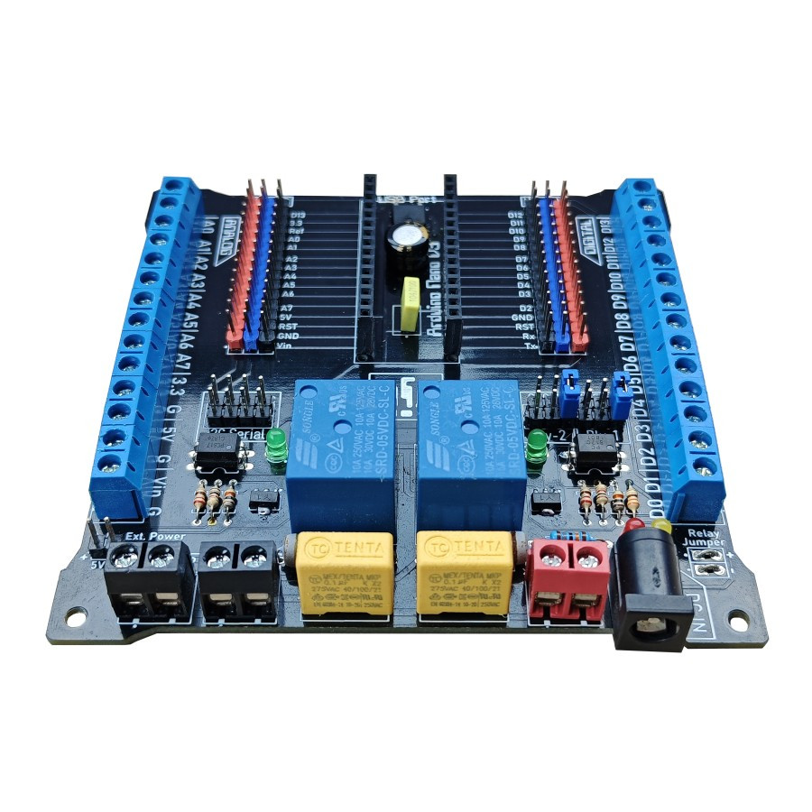 Jual Arduinoo Nano V3 2ch Relay Shield Terminal Extension Baseboard Dev ...