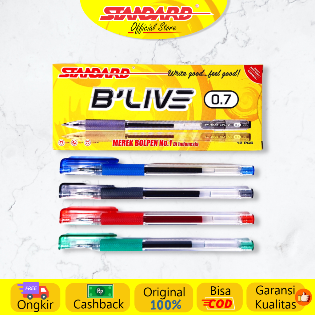 Standard - Pulpen Blive Gel 0.7 ( Alat Tulis / Pen / Ballpoint / Pena )