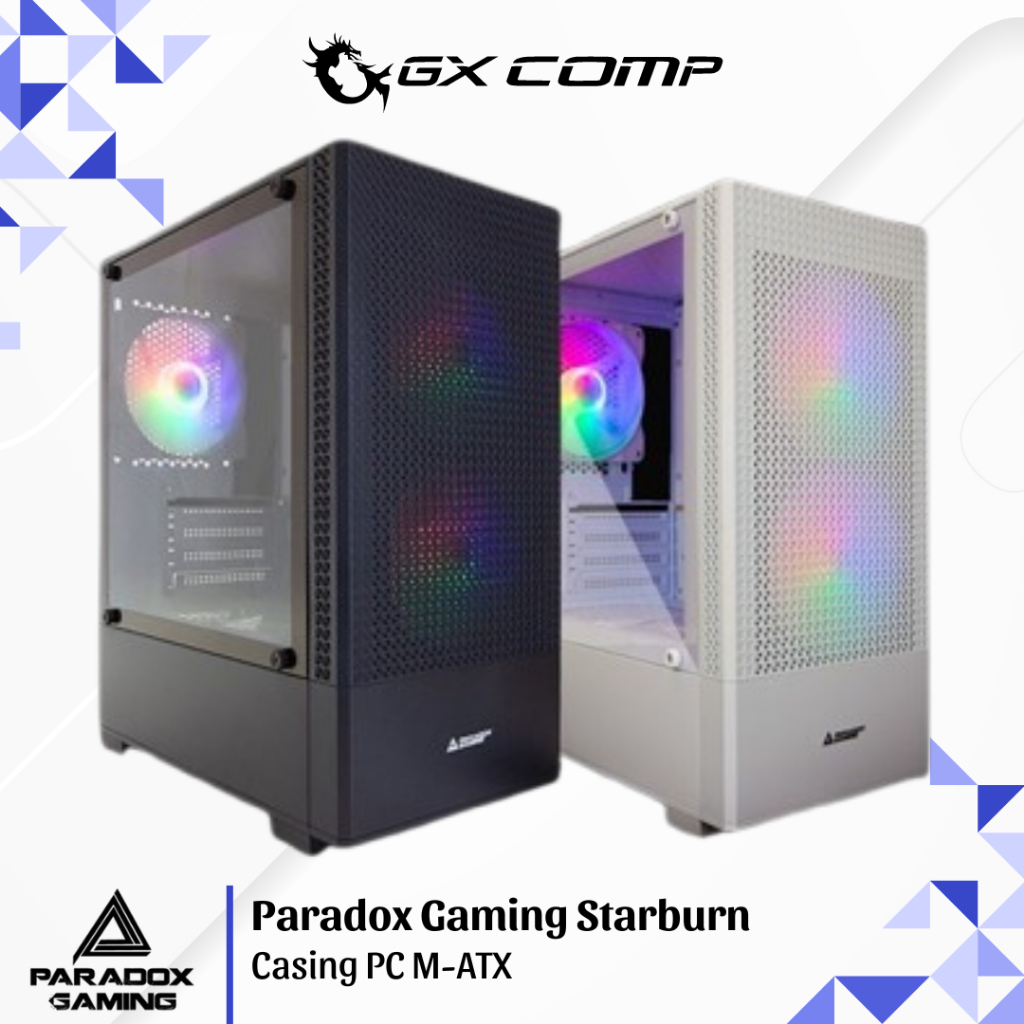 Jual Paradox Gaming Casing STARBURN White / Black - Casing PC M-ATX ...