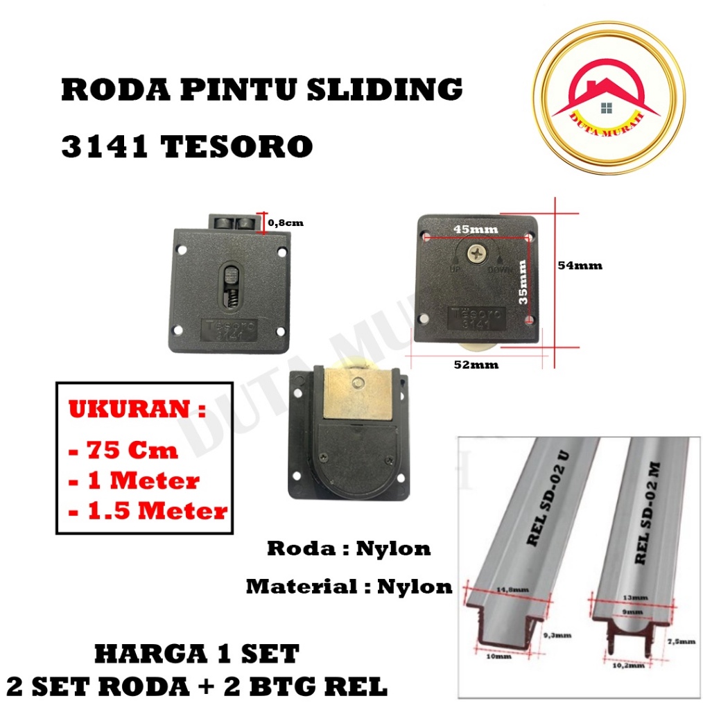 Jual Diskon Produk Roda Pintu Lemari Geser SD 3141 Rel SD 2 U M Pintu ...