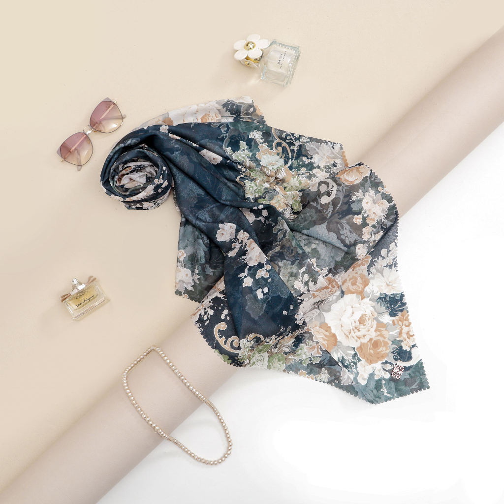 Belebbe Scarf Alwa Series Hijab Segi Empat Square Print Motif Voal Ultrafine Premium Syari
