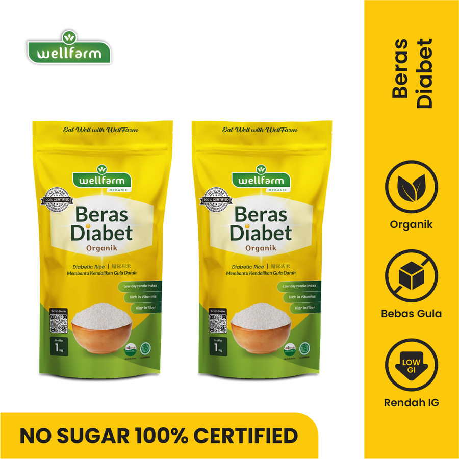 Beras Diabetes Organik Asli Wellfarm Produk Bundling 2kg Lebih Hemat